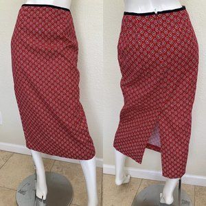 Vintage 90s Talbots Petites A Line Midi Skirt Red Paisley Bandana Print 4 Small